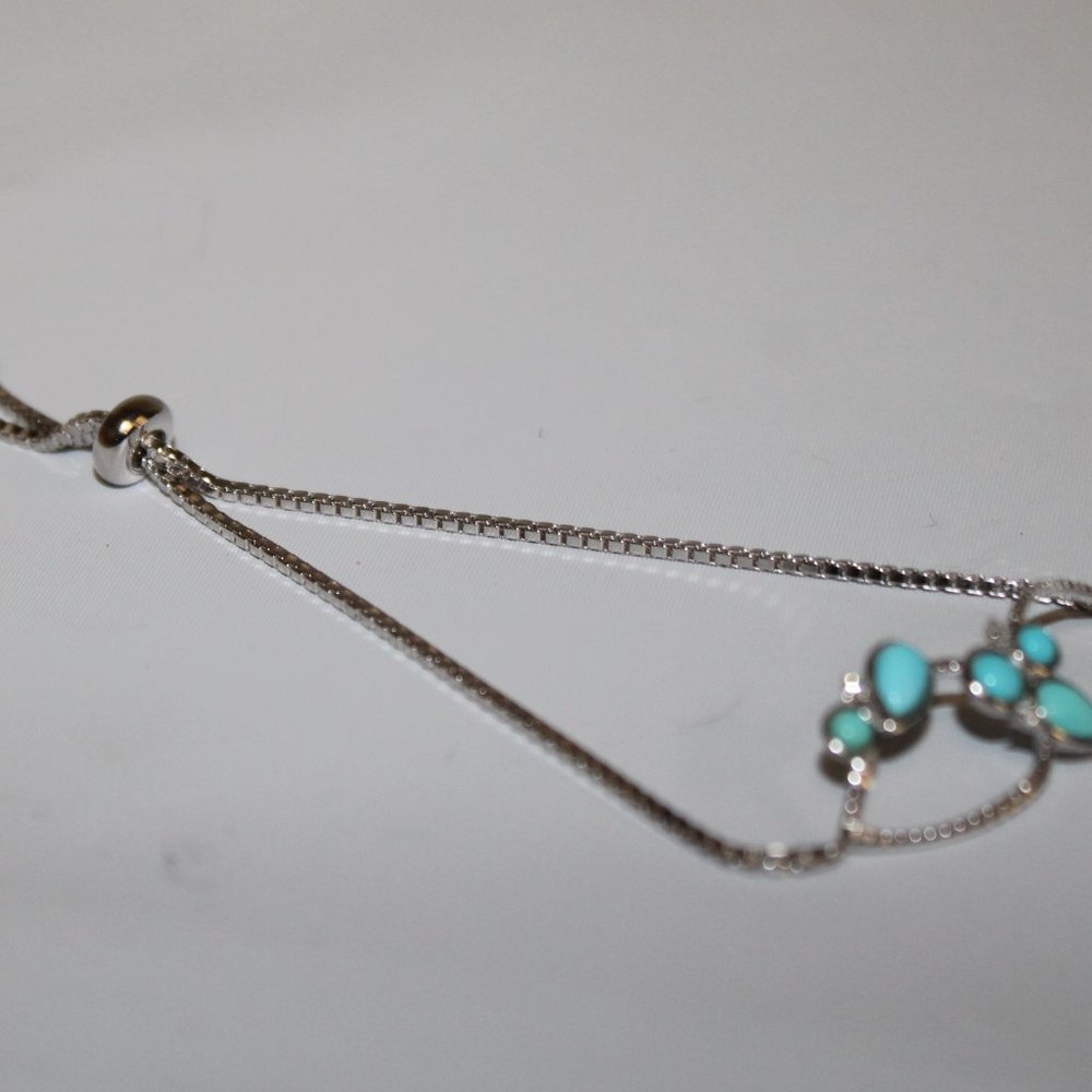 New 925 Sterling Silver Turquoise Sleeping Beauty Bolo Bracelet - Picture 2 of 6